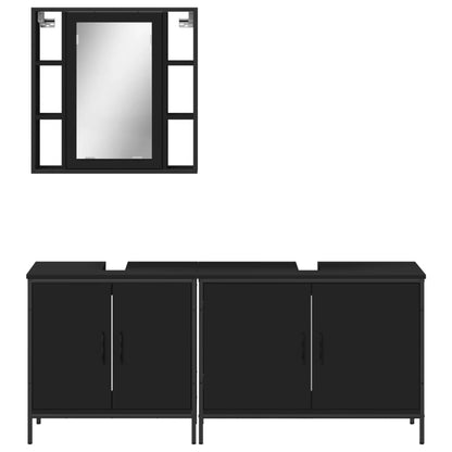vidaXL Ensemble de meubles de salle de bain 3 pcs Noir Bois d'ingénierie