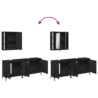 vidaXL Ensemble de meubles de salle de bain 3 pcs Noir Bois d'ingénierie