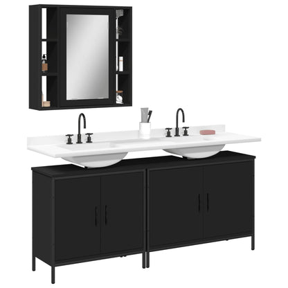 vidaXL Ensemble de meubles de salle de bain 3 pcs Noir Bois d'ingénierie
