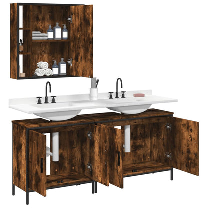 vidaXL Ensemble de meubles de salle de bain 3 pièces Chêne fumé Bois d'ingénierie