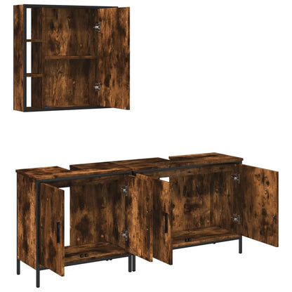vidaXL Ensemble de meubles de salle de bain 3 pièces Chêne fumé Bois d'ingénierie