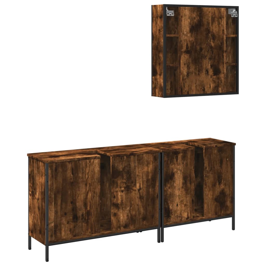 vidaXL Ensemble de meubles de salle de bain 3 pièces Chêne fumé Bois d'ingénierie