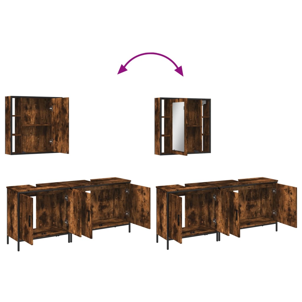 vidaXL Ensemble de meubles de salle de bain 3 pièces Chêne fumé Bois d'ingénierie