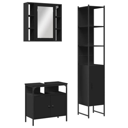 vidaXL Ensemble de meubles de salle de bain 3 pcs Noir Bois d'ingénierie