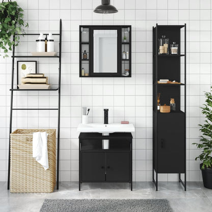 vidaXL Ensemble de meubles de salle de bain 3 pcs Noir Bois d'ingénierie