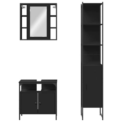 vidaXL Ensemble de meubles de salle de bain 3 pcs Noir Bois d'ingénierie