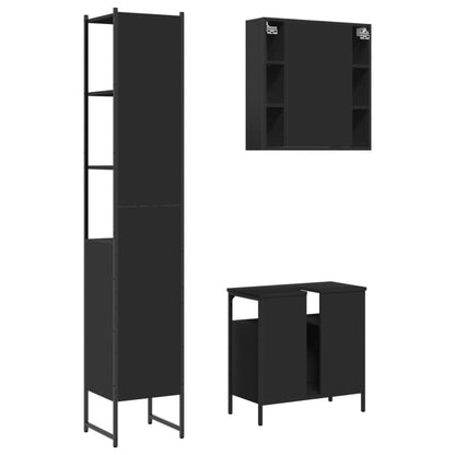 vidaXL Ensemble de meubles de salle de bain 3 pcs Noir Bois d'ingénierie