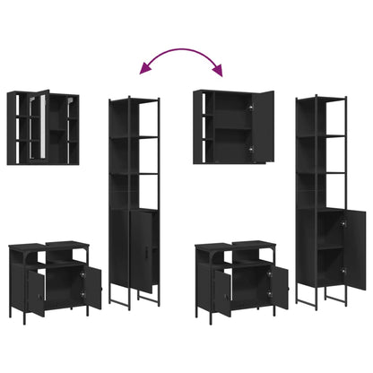 vidaXL Ensemble de meubles de salle de bain 3 pcs Noir Bois d'ingénierie