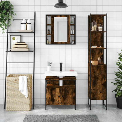 vidaXL Ensemble de meubles de salle de bain 3 pièces en bois d'ingénierie chêne fumé