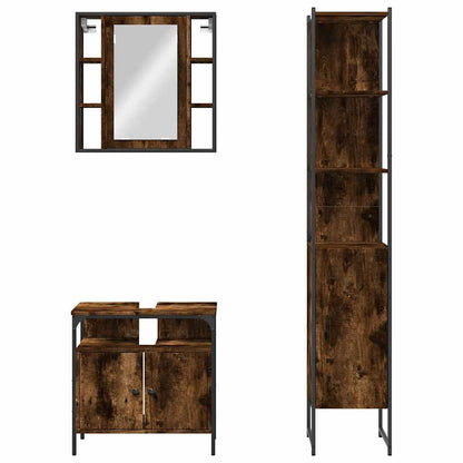 vidaXL Ensemble de meubles de salle de bain 3 pièces en bois d'ingénierie chêne fumé