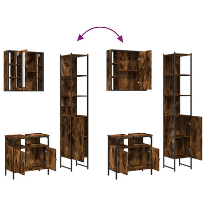 vidaXL Ensemble de meubles de salle de bain 3 pièces en bois d'ingénierie chêne fumé