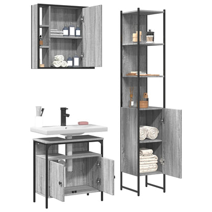 vidaXL Ensemble de meubles de salle de bain 3 pcs Gris Aggloméré Sonoma