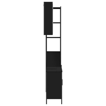 vidaXL 3-tlg. Badmöbel-Set Schwarz Holzwerkstoff