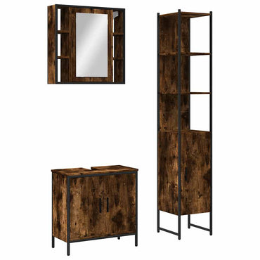 vidaXL Ensemble de meubles de salle de bain 3 pièces en bois d'ingénierie chêne fumé