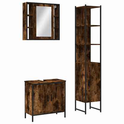 vidaXL Ensemble de meubles de salle de bain 3 pièces en bois d'ingénierie chêne fumé