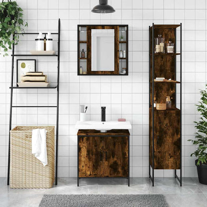 vidaXL Ensemble de meubles de salle de bain 3 pièces en bois d'ingénierie chêne fumé