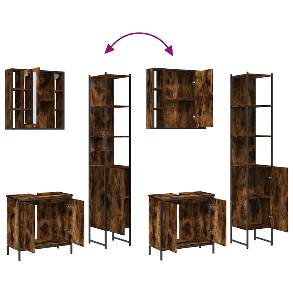 vidaXL Ensemble de meubles de salle de bain 3 pièces en bois d'ingénierie chêne fumé