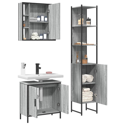 vidaXL Ensemble de meubles de salle de bain 3 pcs Gris Aggloméré Sonoma