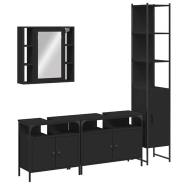 vidaXL Ensemble de meubles de salle de bain 4 pcs Noir Aggloméré