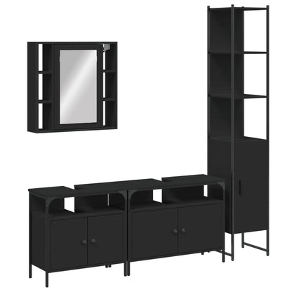 vidaXL Ensemble de meubles de salle de bain 4 pcs Noir Aggloméré
