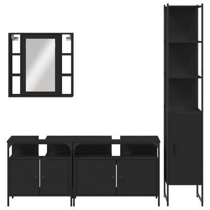 vidaXL Ensemble de meubles de salle de bain 4 pcs Noir Aggloméré