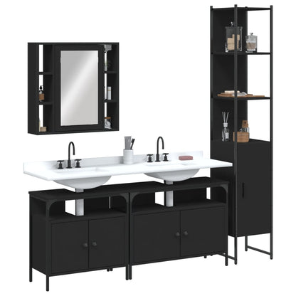vidaXL Ensemble de meubles de salle de bain 4 pcs Noir Aggloméré