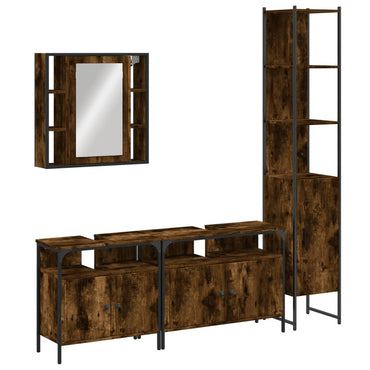 vidaXL Ensemble de meubles de salle de bain 4 pcs Chêne fumé en bois d'ingénierie