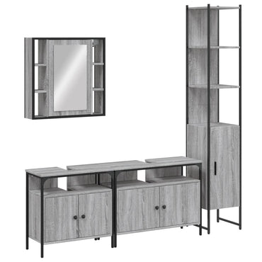vidaXL 4-tlg. Badmöbel-Set Grau Sonoma Holzwerkstoff