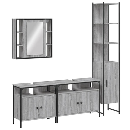 vidaXL 4-tlg. Badmöbel-Set Grau Sonoma Holzwerkstoff