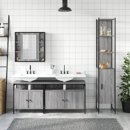 vidaXL 4-tlg. Badmöbel-Set Grau Sonoma Holzwerkstoff