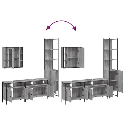 vidaXL 4-tlg. Badmöbel-Set Grau Sonoma Holzwerkstoff