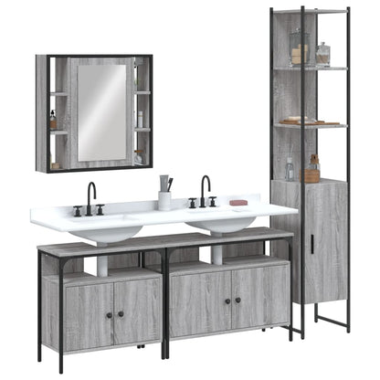vidaXL 4-tlg. Badmöbel-Set Grau Sonoma Holzwerkstoff