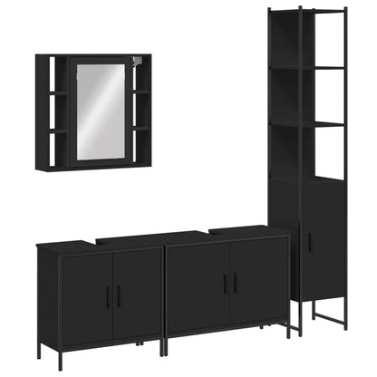 vidaXL Ensemble de meubles de salle de bain 4 pcs Noir Aggloméré
