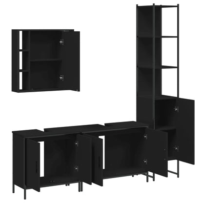 vidaXL Ensemble de meubles de salle de bain 4 pcs Noir Aggloméré