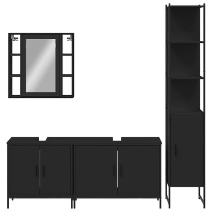 vidaXL Ensemble de meubles de salle de bain 4 pcs Noir Aggloméré