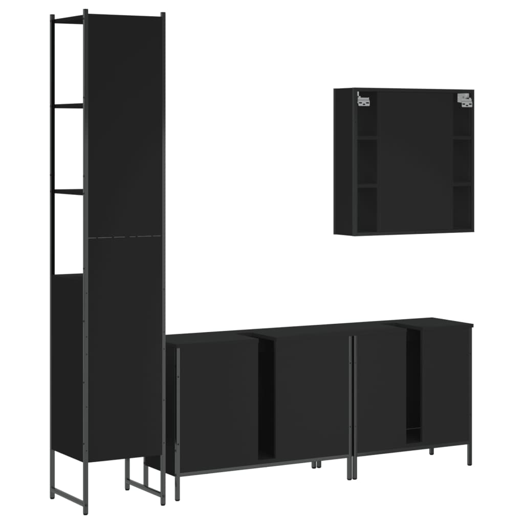 vidaXL Ensemble de meubles de salle de bain 4 pcs Noir Aggloméré
