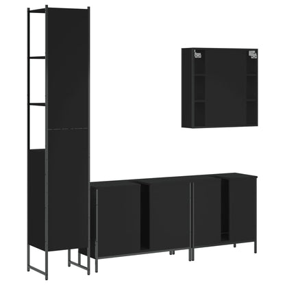 vidaXL Ensemble de meubles de salle de bain 4 pcs Noir Aggloméré