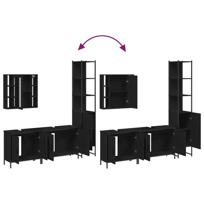 vidaXL Ensemble de meubles de salle de bain 4 pcs Noir Aggloméré