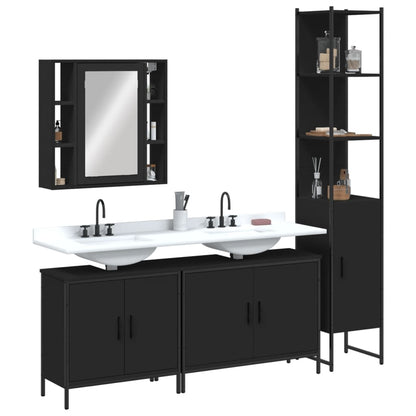 vidaXL Ensemble de meubles de salle de bain 4 pcs Noir Aggloméré