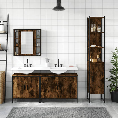 vidaXL Ensemble de meubles de salle de bain 4 pcs Chêne fumé en bois d'ingénierie