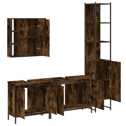 vidaXL Ensemble de meubles de salle de bain 4 pcs Chêne fumé en bois d'ingénierie