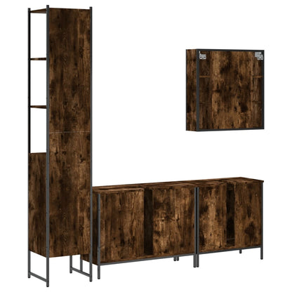 vidaXL Ensemble de meubles de salle de bain 4 pcs Chêne fumé en bois d'ingénierie