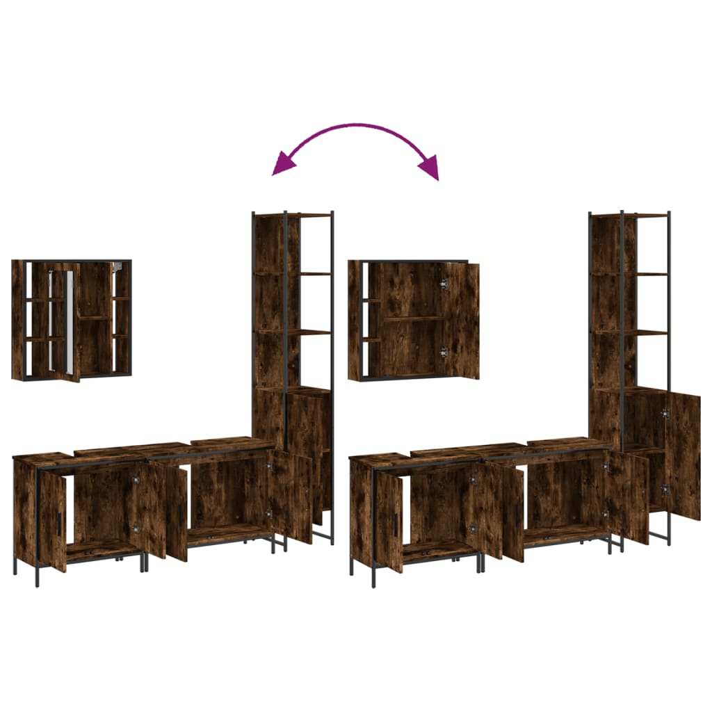 vidaXL Ensemble de meubles de salle de bain 4 pcs Chêne fumé en bois d'ingénierie