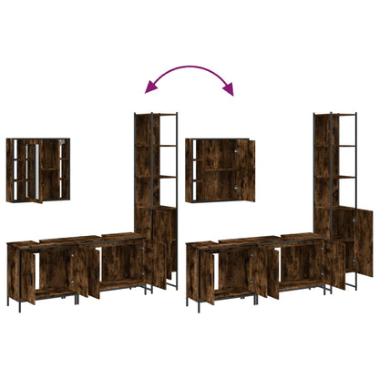vidaXL Ensemble de meubles de salle de bain 4 pcs Chêne fumé en bois d'ingénierie