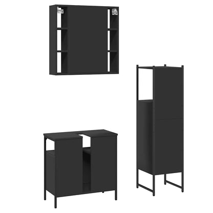 vidaXL Ensemble de meubles de salle de bain 3 pcs Noir Bois d'ingénierie