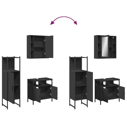 vidaXL Ensemble de meubles de salle de bain 3 pcs Noir Bois d'ingénierie
