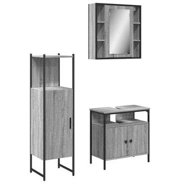 vidaXL Ensemble de meubles de salle de bain 3 pcs Gris Aggloméré Sonoma