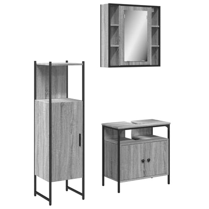 vidaXL Ensemble de meubles de salle de bain 3 pcs Gris Aggloméré Sonoma