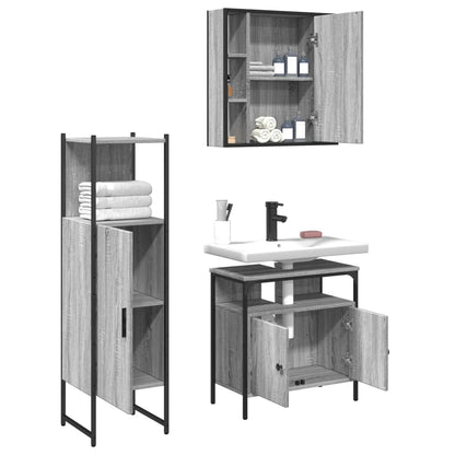 vidaXL Ensemble de meubles de salle de bain 3 pcs Gris Aggloméré Sonoma