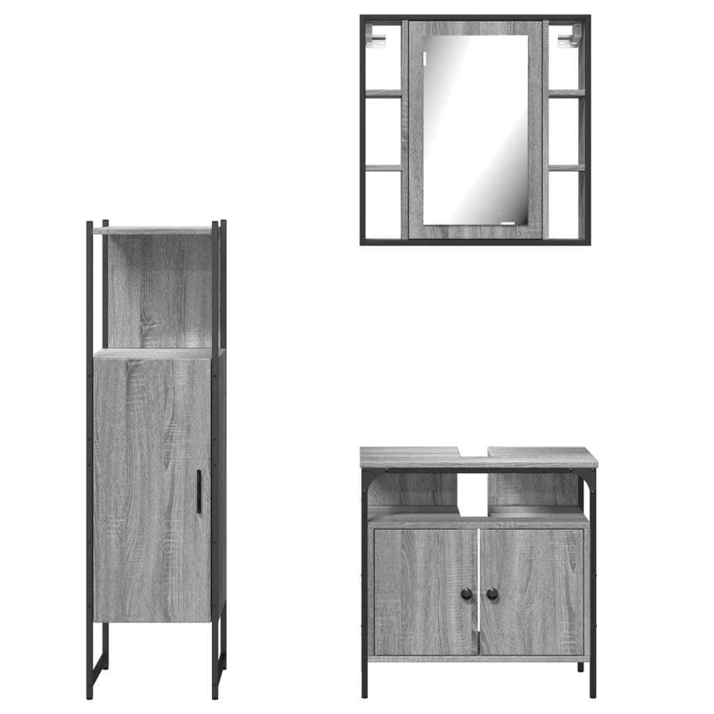 vidaXL Ensemble de meubles de salle de bain 3 pcs Gris Aggloméré Sonoma